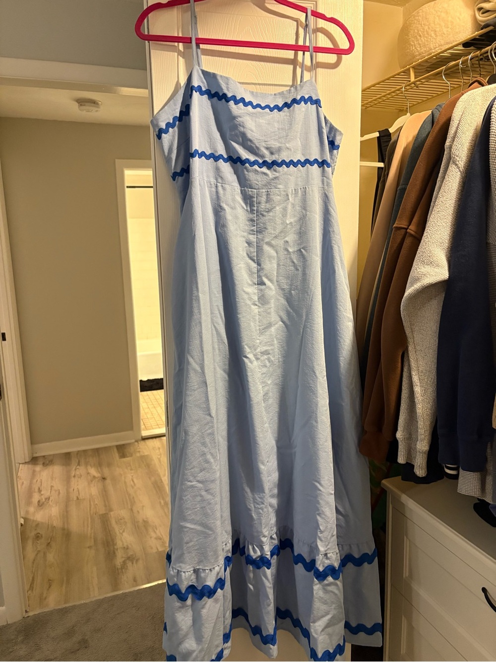 Amazon Light Blue Maxi Dress with Blue Trim - Women